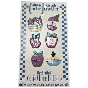 Cache Junction Handcrafted Painted Apple Fruit Basket Novelty Buttons